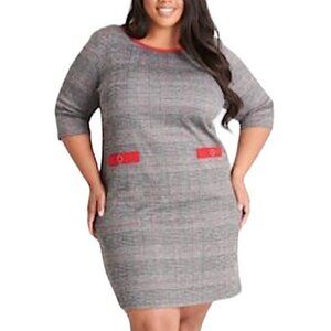 Connected Apparel Plaid Elbow Sleeve Sheath Dress Women’s Size 10 Academia NWOT